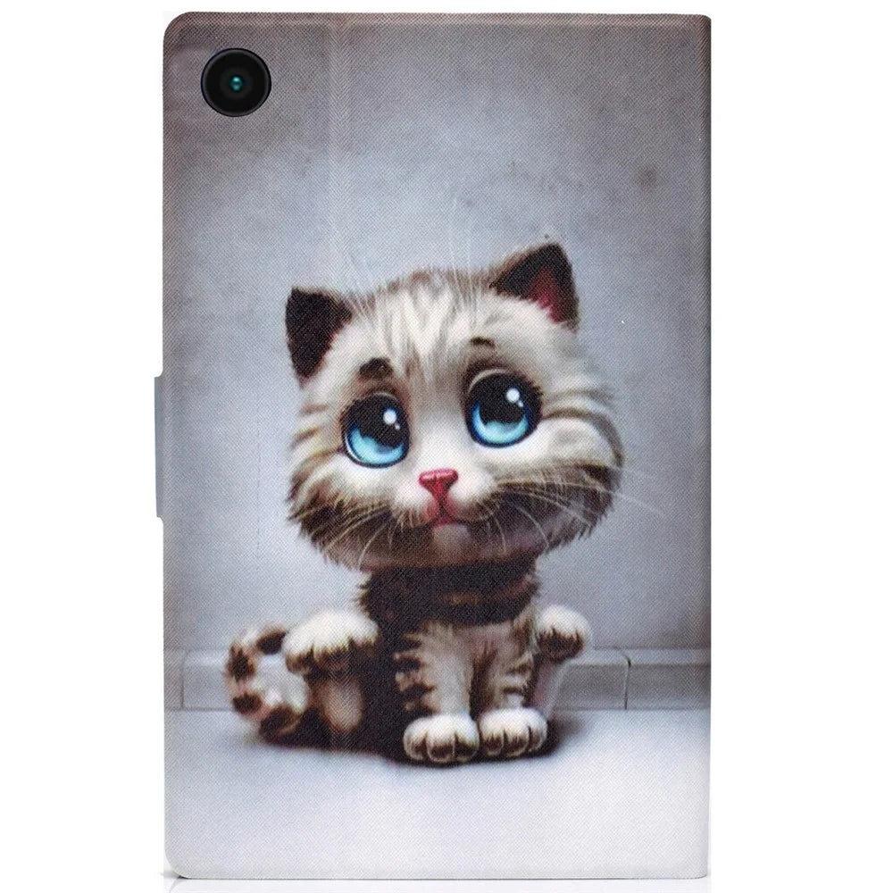 For Samsung Galaxy Tab A8 (2021) SM-X200 / SM-X205 Pattern Printing PU Leather Stand Magnetic Closure Tablet Protector Case with Card Slots - Cute Cat - 3