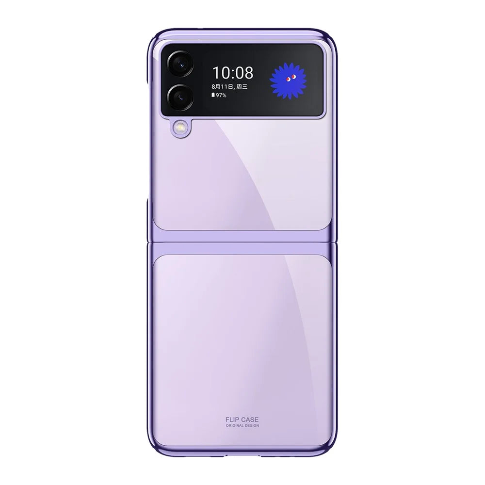 Shockproof Electroplating Folding Hard PC Phone Shell Mobile Phone Bag Case for Samsung Galaxy Z Flip3 5G - Purple - 3