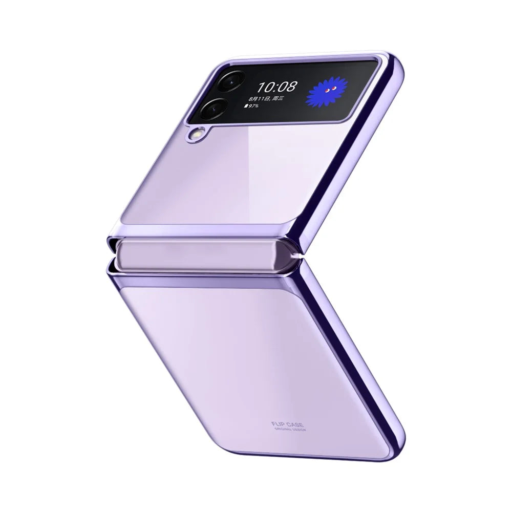 Shockproof Electroplating Folding Hard PC Phone Shell Mobile Phone Bag Case for Samsung Galaxy Z Flip3 5G - Purple - 5