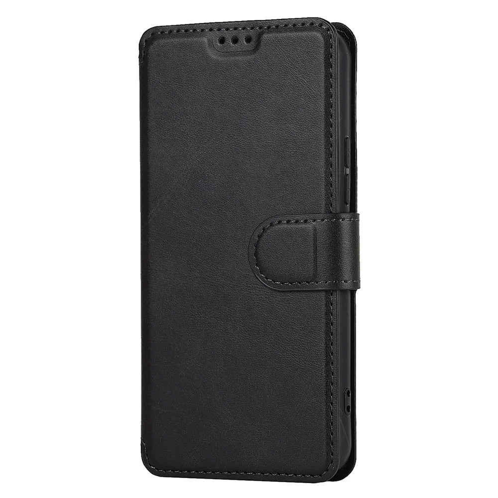 Vintage Texture Matte PU Leather Folio Flip Stand Case RFID Blocking Magnetic Wallet Cover for Samsung Galaxy S22 5G - Black - 7