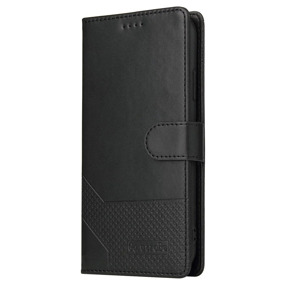 GQ.UTROBE 009 Series Splicing PU Leather Folio Flip Case Stand Magnetic Closure Phone Cover with Wallet for Samsung Galaxy S22 5G - Black - 2
