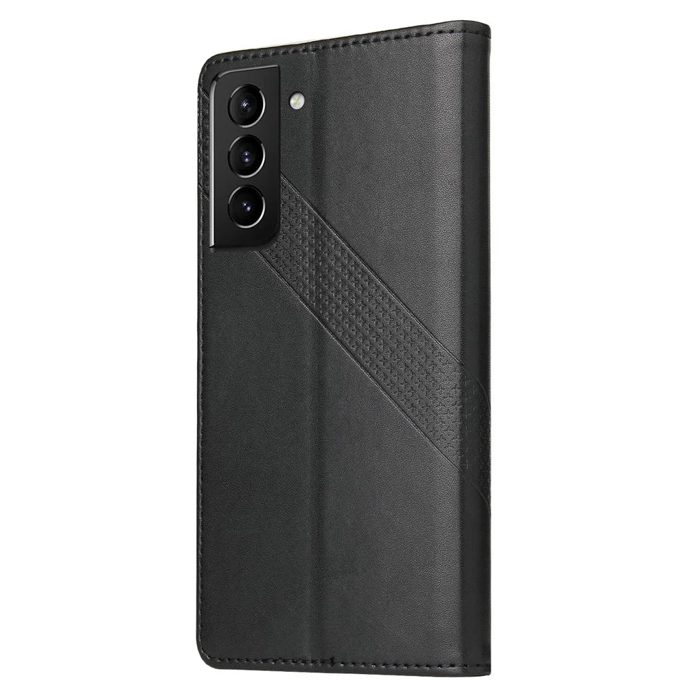 GQ.UTROBE 009 Series Splicing PU Leather Folio Flip Case Stand Magnetic Closure Phone Cover with Wallet for Samsung Galaxy S22 5G - Black - 3