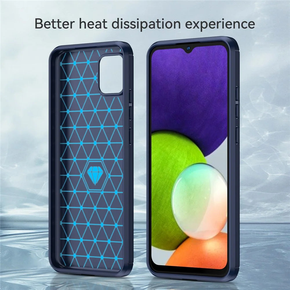 1.8mm Brushed TPU Case Carbon Fiber Texture Phone Protective Cover for Samsung Galaxy A03 (166.5mm) - Blue - 4