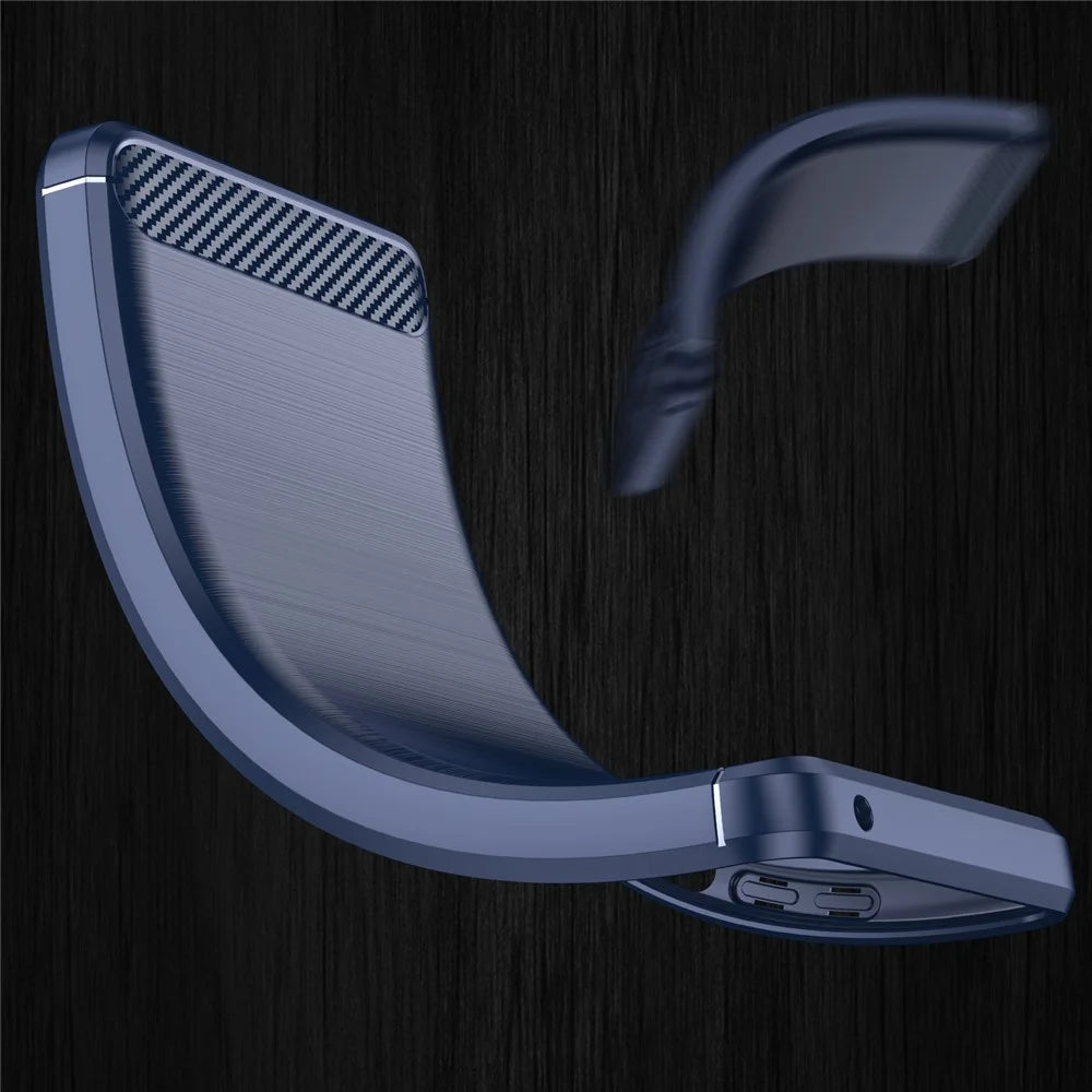 1.8mm Brushed TPU Case Carbon Fiber Texture Phone Protective Cover for Samsung Galaxy A03 (166.5mm) - Blue - 7