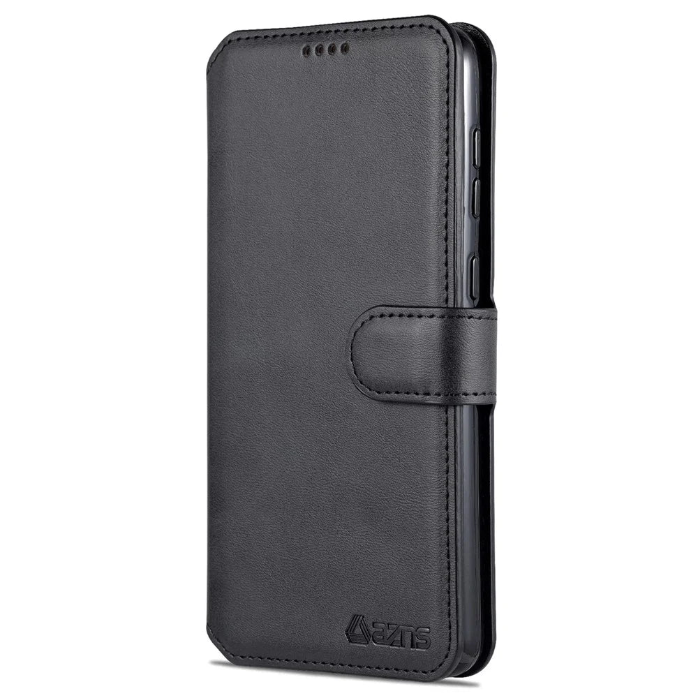 AZNS Drop Resistant PU Leather Case Magnetic Clasp Wallet Phone Cover with Foldable Stand for Samsung Galaxy A33 5G - Black - 2