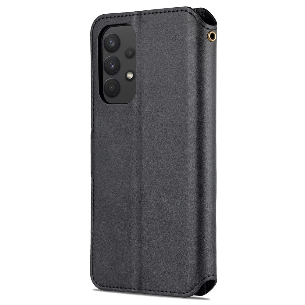 AZNS Drop Resistant PU Leather Case Magnetic Clasp Wallet Phone Cover with Foldable Stand for Samsung Galaxy A33 5G - Black - 3