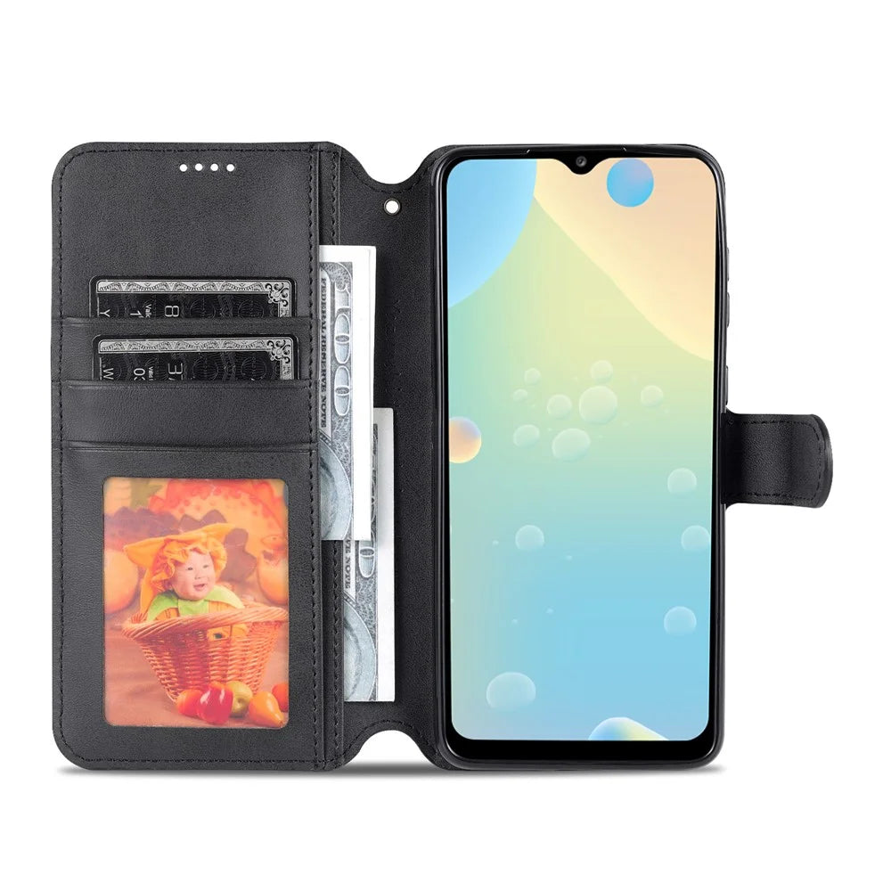 AZNS Drop Resistant PU Leather Case Magnetic Clasp Wallet Phone Cover with Foldable Stand for Samsung Galaxy A33 5G - Black - 5