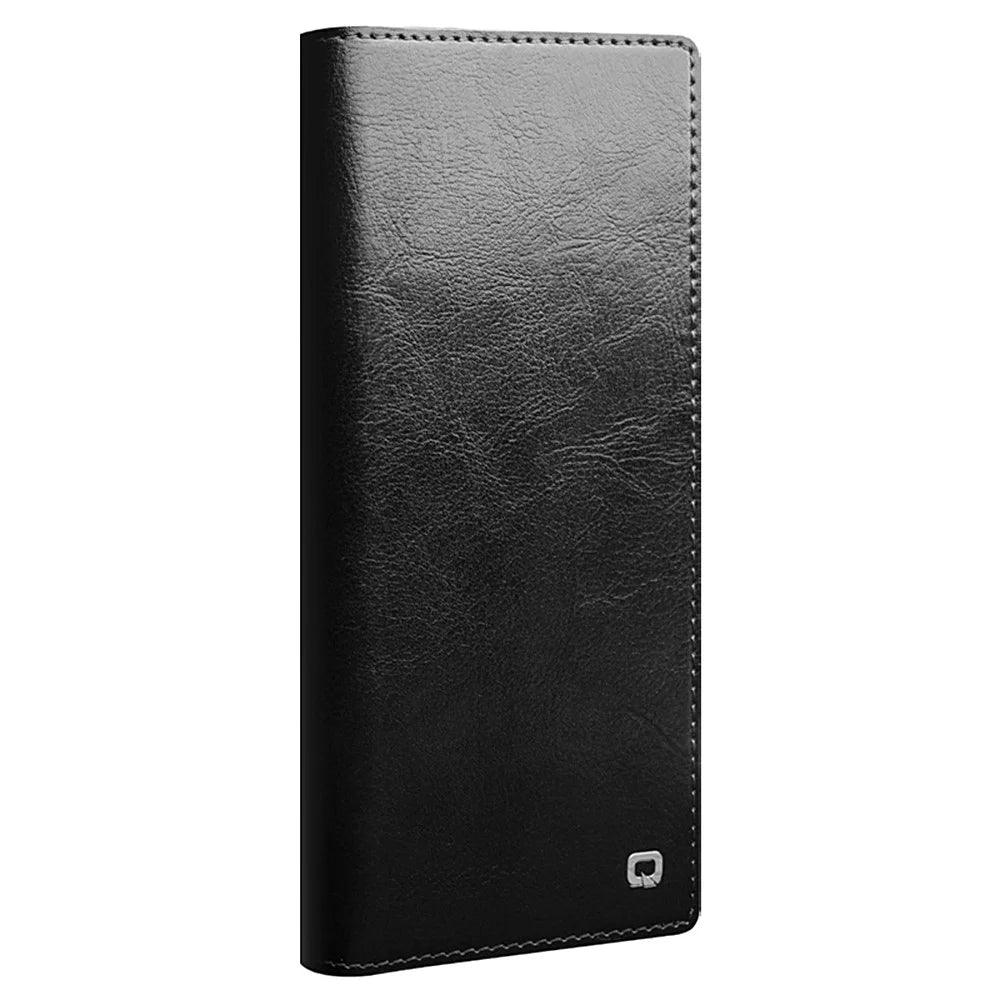 QIALINO for Samsung Galaxy S22 Ultra 5G Folio Flip Wallet Stand Design Shockproof Genuine Leather Cell Phone Case - Black - 2