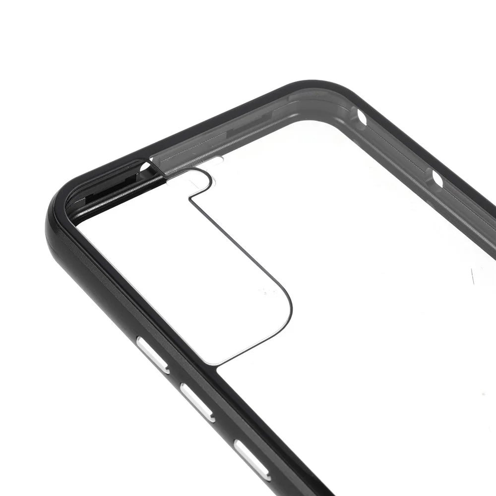For Samsung Galaxy S22 5G Aluminium Alloy Frame + Double-sided Tempered Glass Phone Case Full Coverage Mobile Phone Cover - Black - 6