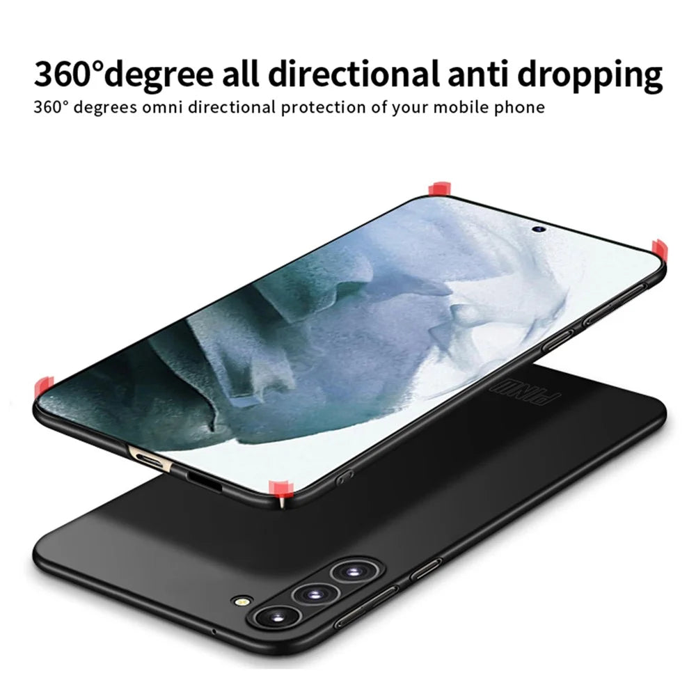 PINWUYO PC Series for Samsung Galaxy S23+ Matte Case Cell Phone Cover with Magnetic Ring Holder - Black - 6