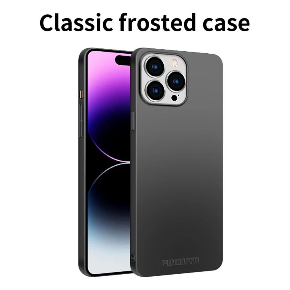 PINWUYO PC Series for iPhone 15 Pro Max Matte Phone Case Hard PC Phone Cover with Magnetic Ring Holder - Black - 2