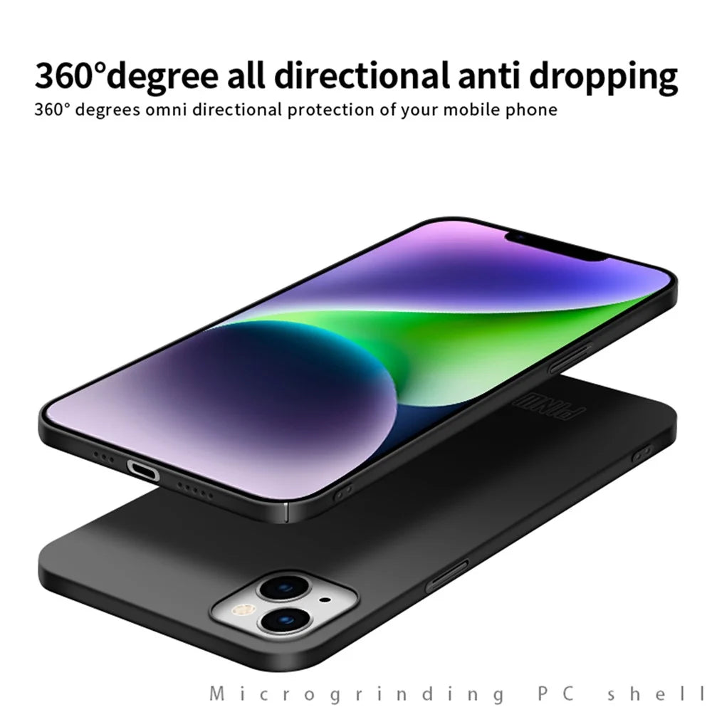 PINWUYO PC Series for iPhone 15 Hard PC Phone Case Matte Slim Phone Cover with Magnetic Ring Holder - Black - 6