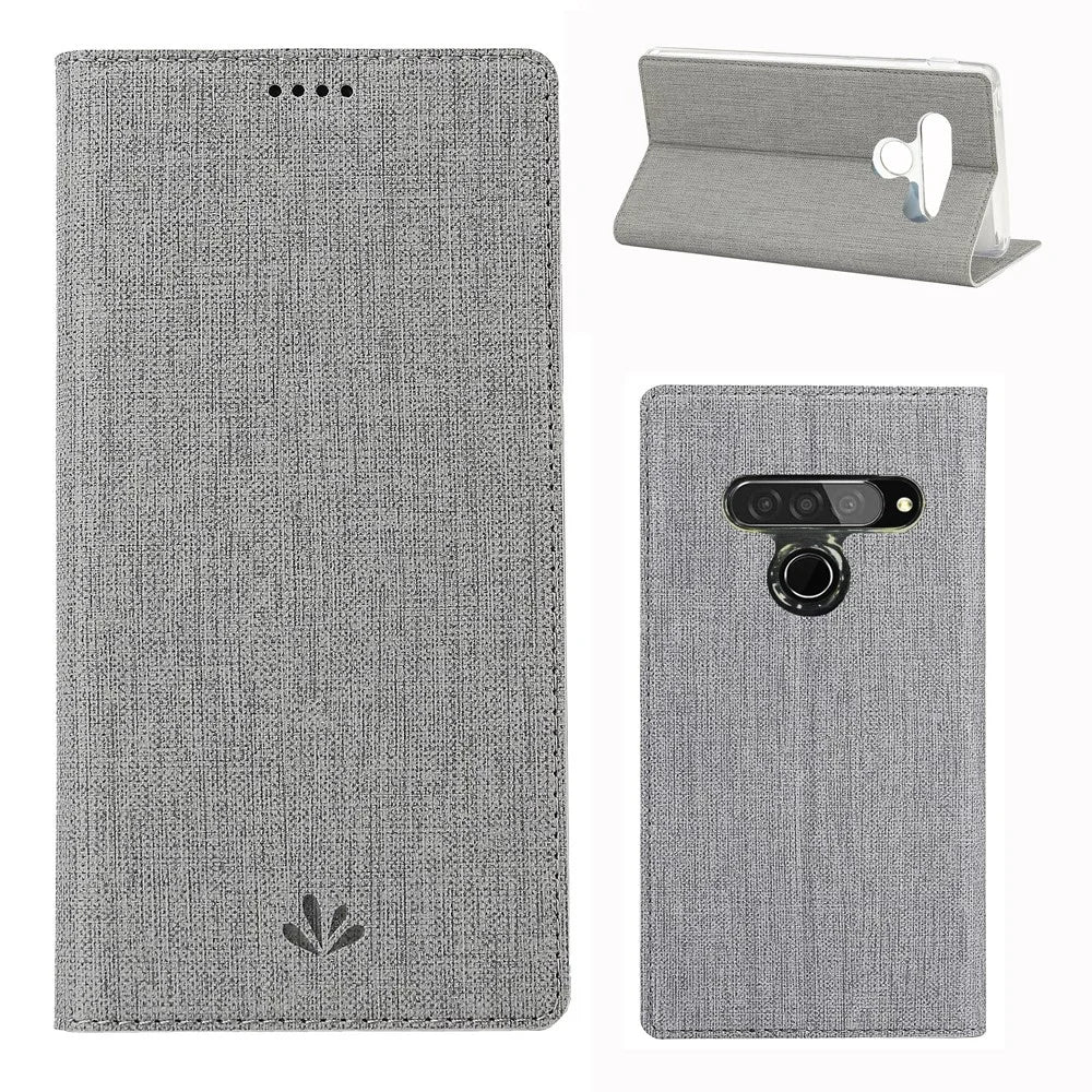 VILI DMX Cross Surface Leather Card Holder Phone Case for LG G8s ThinQ - Grey - 1