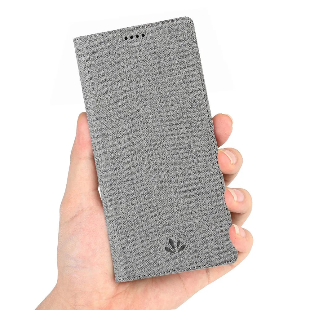 VILI DMX Cross Surface Leather Card Holder Phone Case for LG G8s ThinQ - Grey - 3