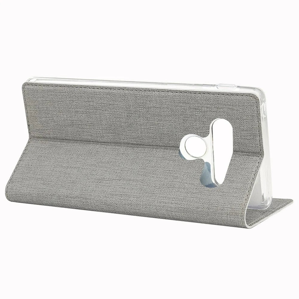 VILI DMX Cross Surface Leather Card Holder Phone Case for LG G8s ThinQ - Grey - 7