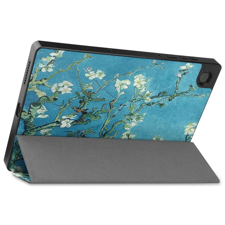 Tri-fold Stand + Pen Slot + Pattern Printing Leather Case for Lenovo Tab M10 HD Gen 2 TB-X306F / TB-X306X - Peach Blossom - 6