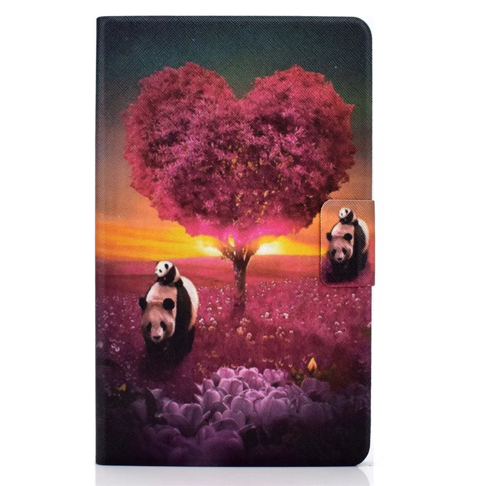 TPU + PU Leather Pattern Printing Tablet Case for Lenovo Tab M10 Plus - Pandas and Tree - 4