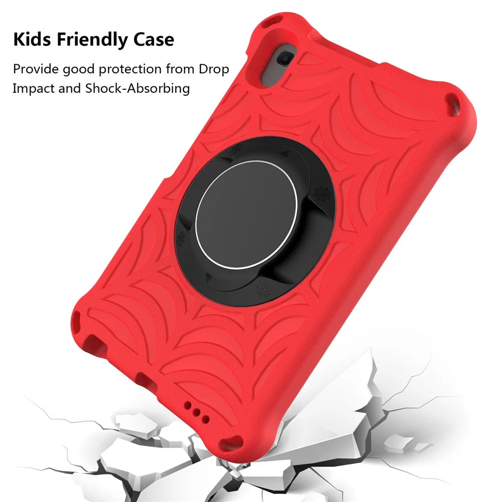 Stylish Spider Web Texture EVA Tablet Case Kickstand Cover Shell with Shoulder Strap for Lenovo Tab M8 (1st Gen) TB-8505/M8 (2nd Gen) TB-8705/M8 (3rd Gen) TB-8506 - Red - 2