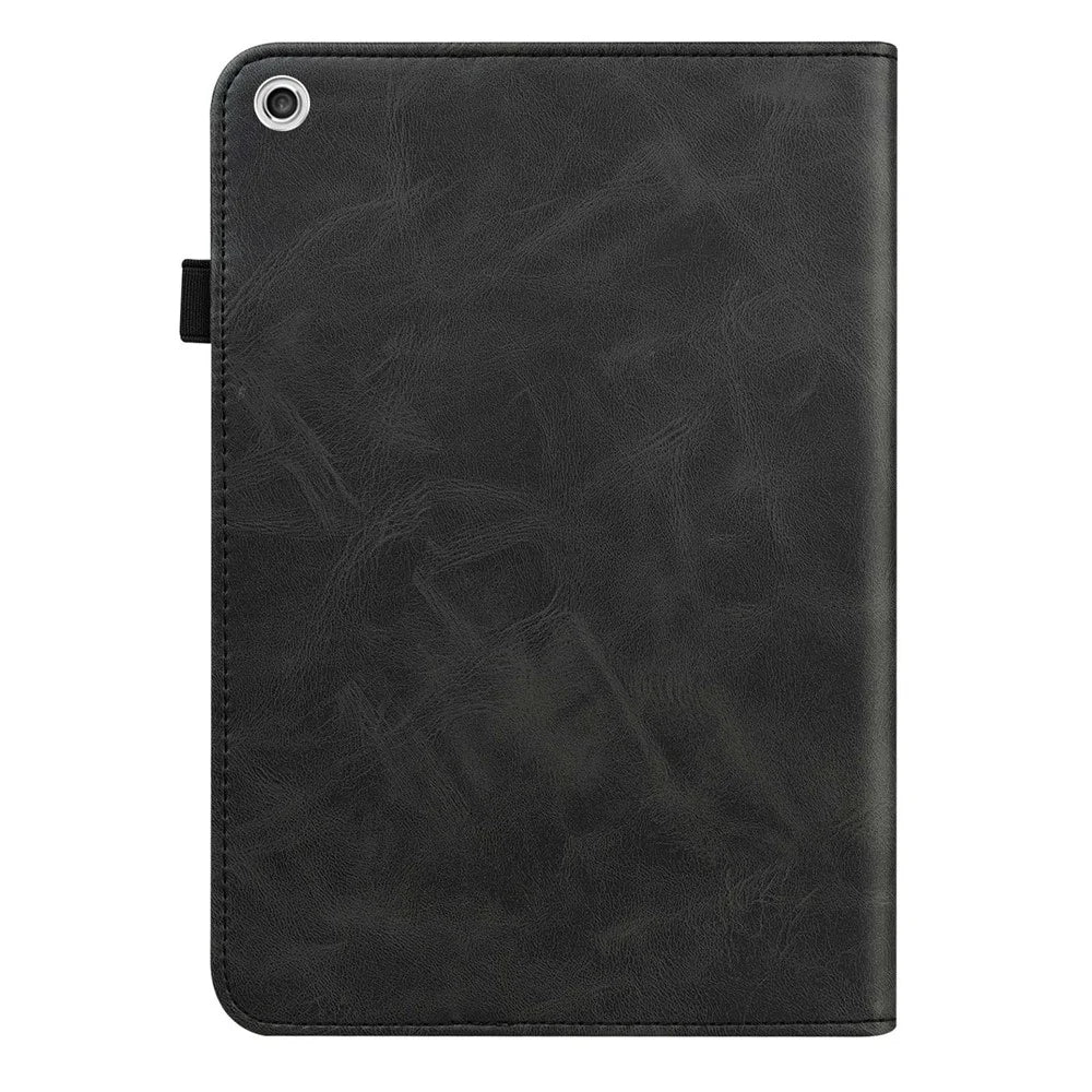 For Lenovo Tab M10 Plus (3rd Gen) / Xiaoxin Pad 2022 10.6 inch Line Imprinted PU Leather Card Holder Tablet Case with Elastic Band Closure - Black - 3