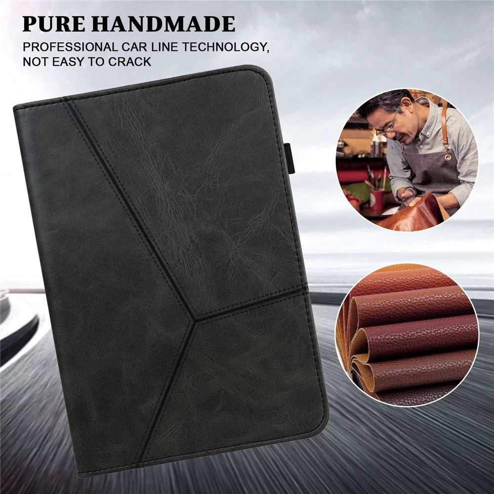 For Lenovo Tab M10 Plus (3rd Gen) / Xiaoxin Pad 2022 10.6 inch Line Imprinted PU Leather Card Holder Tablet Case with Elastic Band Closure - Black - 5