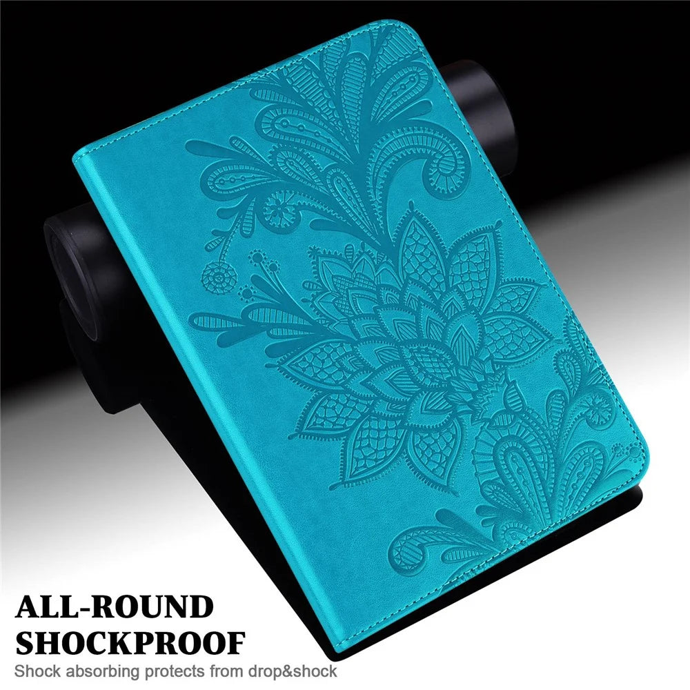 For Lenovo Tab M10 Plus (3rd Gen) / Xiaoxin Pad 2022 10.6 inch Flower Imprinting PU Leather Inner TPU Tablet Case Stand Wallet Cover - Blue - 4