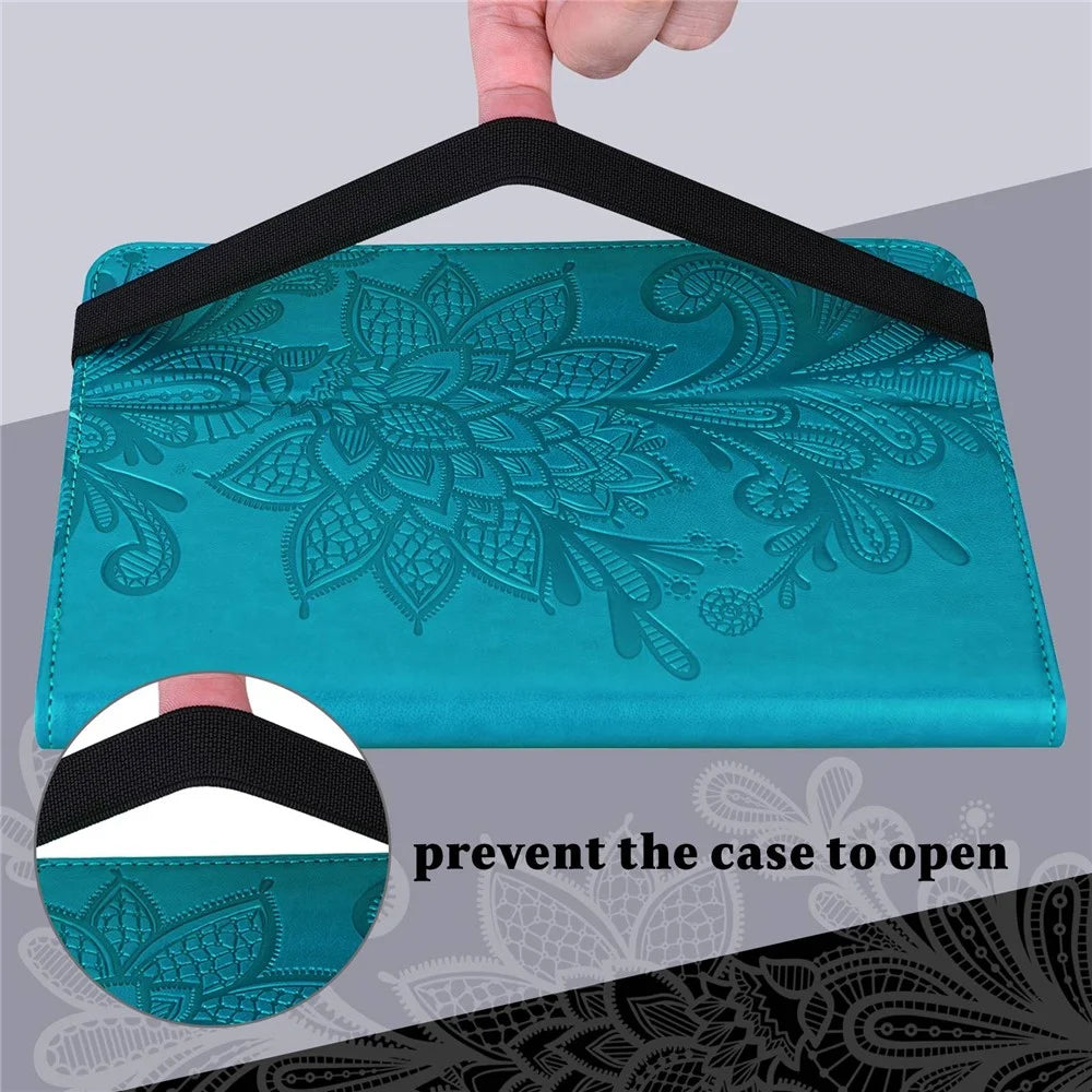 For Lenovo Tab M10 Plus (3rd Gen) / Xiaoxin Pad 2022 10.6 inch Flower Imprinting PU Leather Inner TPU Tablet Case Stand Wallet Cover - Blue - 7