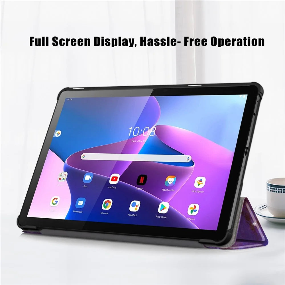 For Lenovo Tab M10 (Gen 3) 10.1 inch 328F Pattern Printing Auto Wake/Sleep PU Leather Case Trifold Stand Folio Cover - The Milky Way - 2