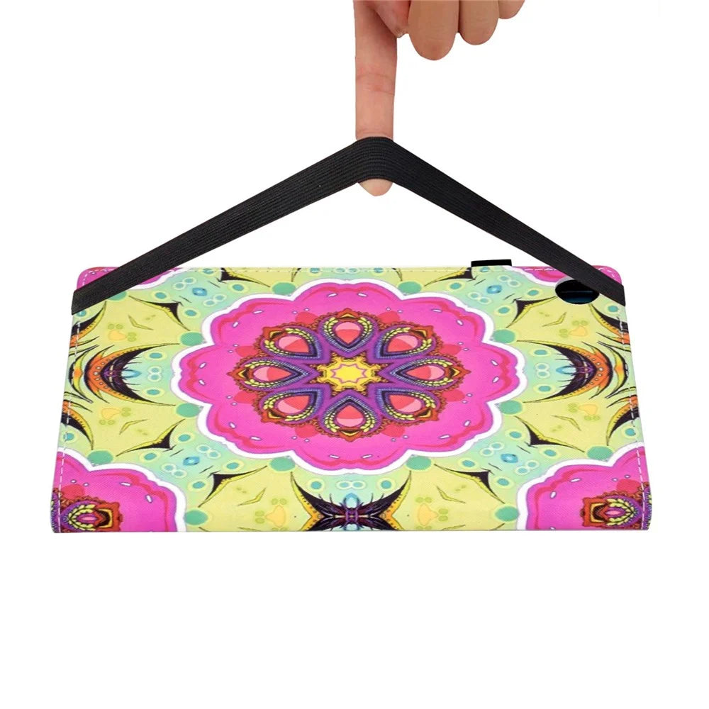For Lenovo Tab M10 (Gen 3) TB-328FU / TB-328XU Pattern Printing Leather Stand Protective Case Card Slots Smart Cover with Elastic Band and Pencil Holder - Pink Mandala - 5