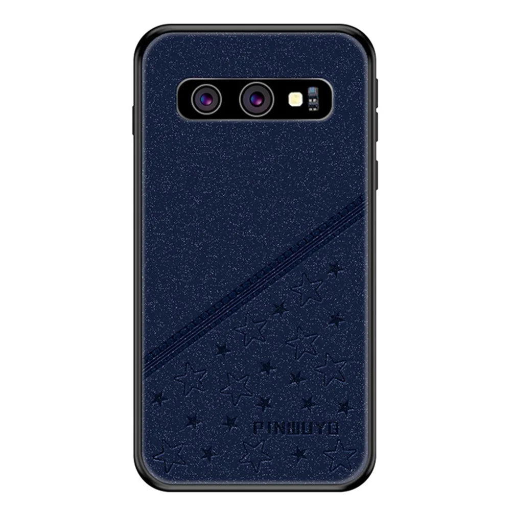 PINWUYO 360° Hemming Design Imprinting PU Leather Coated Hybrid Phone Cover Shell for Samsung Galaxy S10 - Blue - 1