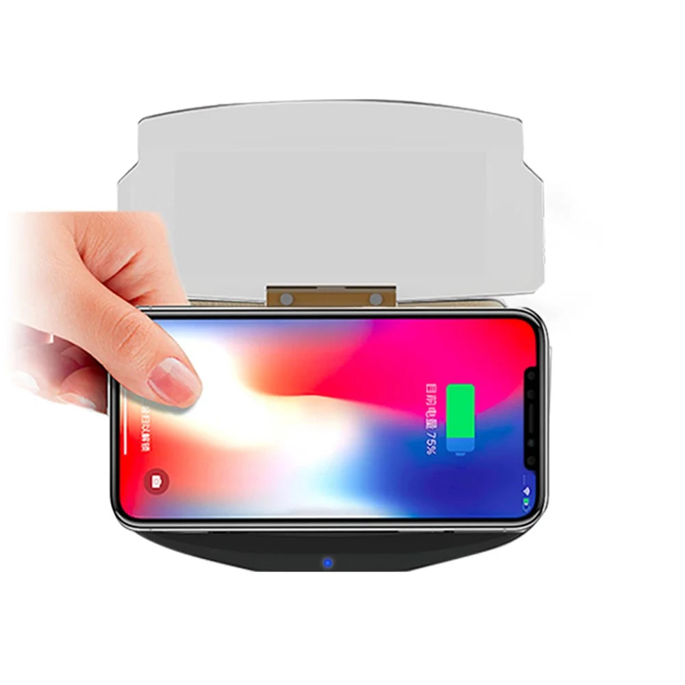 5W Qi Wireless Charger + Heads up Car Navigation Image Reflector HUD 2-in-1 Design for iPhone Samsung Huawei - 2