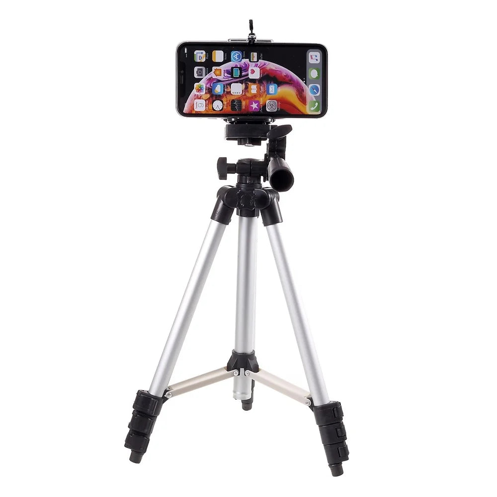 3110 Aluminum Desktop Tripod with Phone Clamp Extendable Live Streaming Travel Lightweight Stand - 1