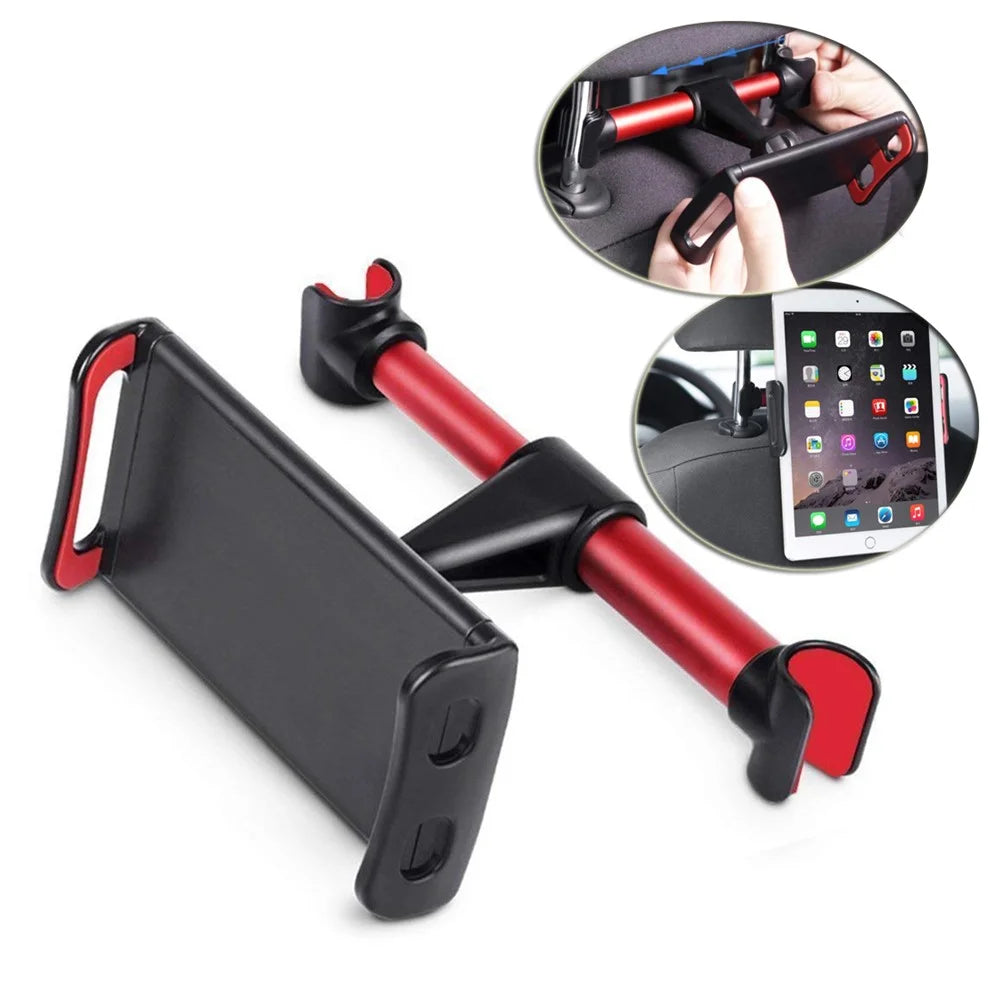360-Degree Rotary Car Headrest Phone/Tablet Mount Holder for 4.7-10 inch Tablets and Phones - Red - 1