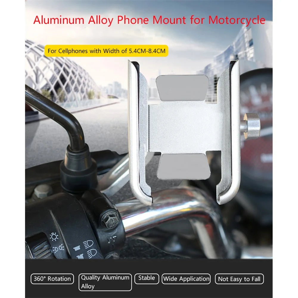 WUPP Universal Motorcycle Bike Aluminum Handle Bar Adjustable Mobile Phone Bracket GPS Stand Holder Mount - Silver - 5