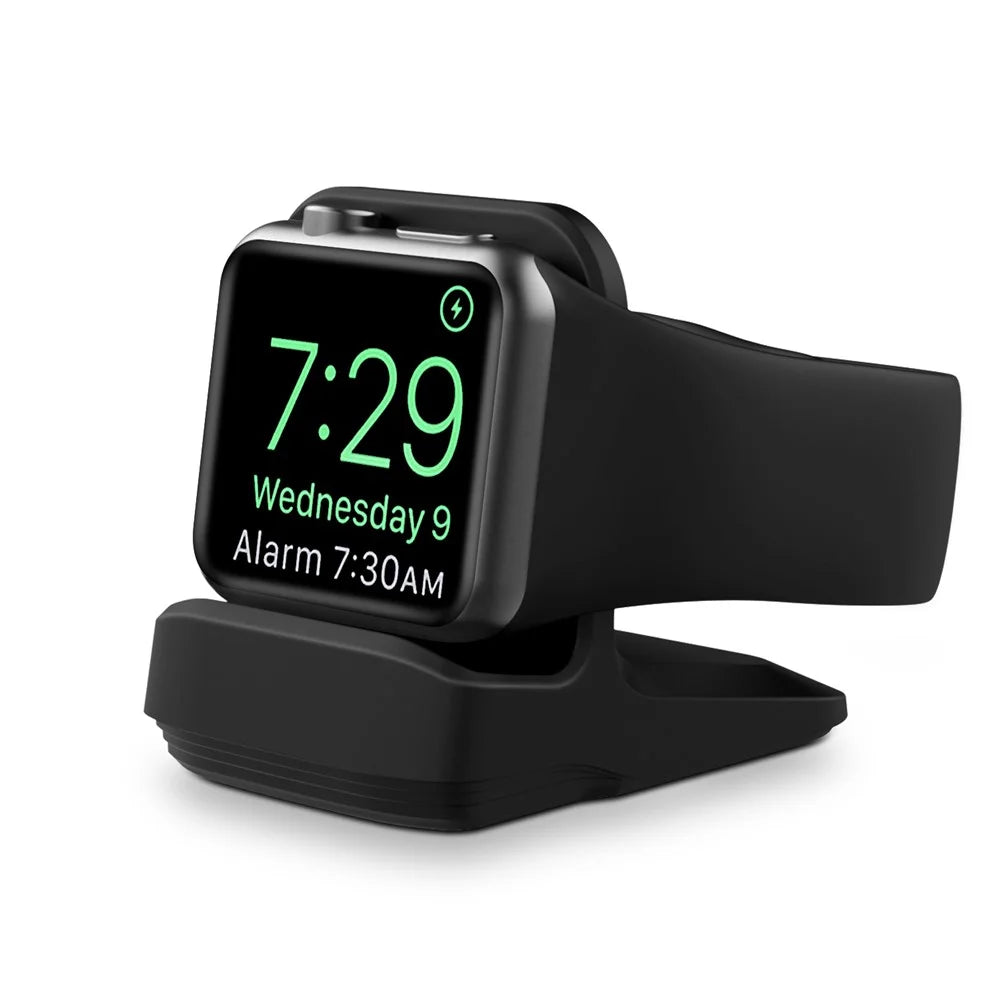 Silicone Base Phone Holder Charger Stand Charging Dock Station Bracket for Apple Watch - Black - 2