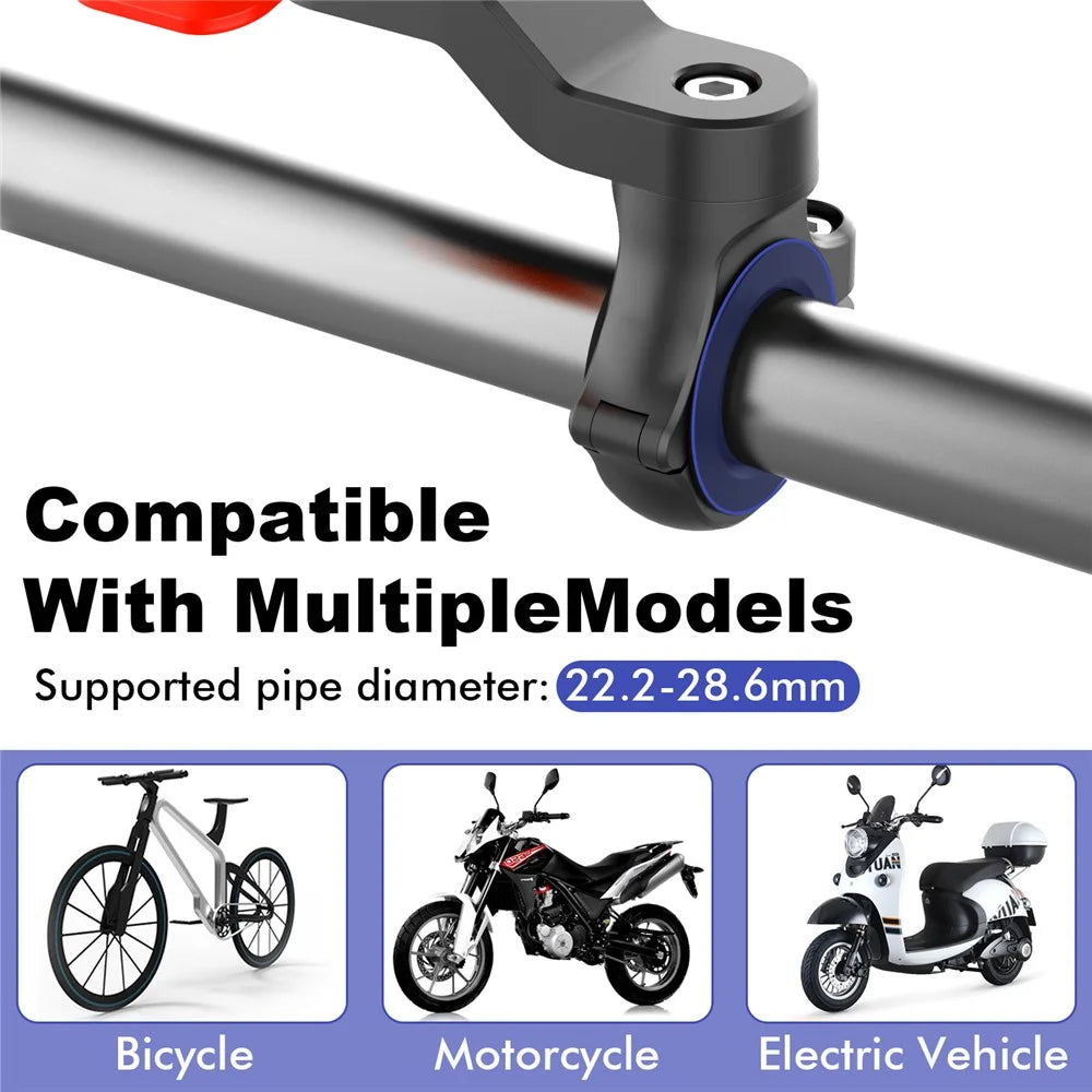 HL-143A Adjustable Rotating Bike Phone Mount Detachable Motorcycle Mobile Phone Holder for 4.7-6.7 Inch Cell Phones - Black/Red - 4