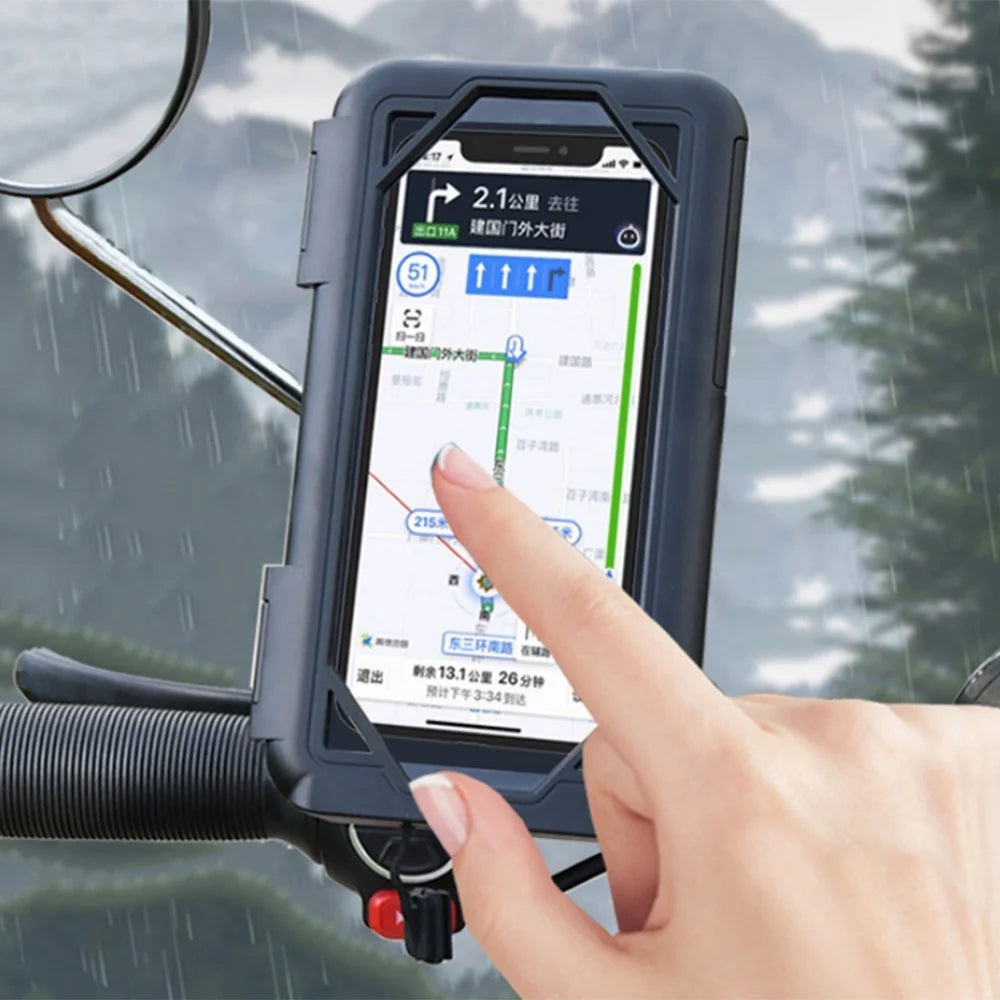 Electric Bicycle Motorcycle Bike Handlebar Mount Waterproof Phone Case Holder Stand - 4