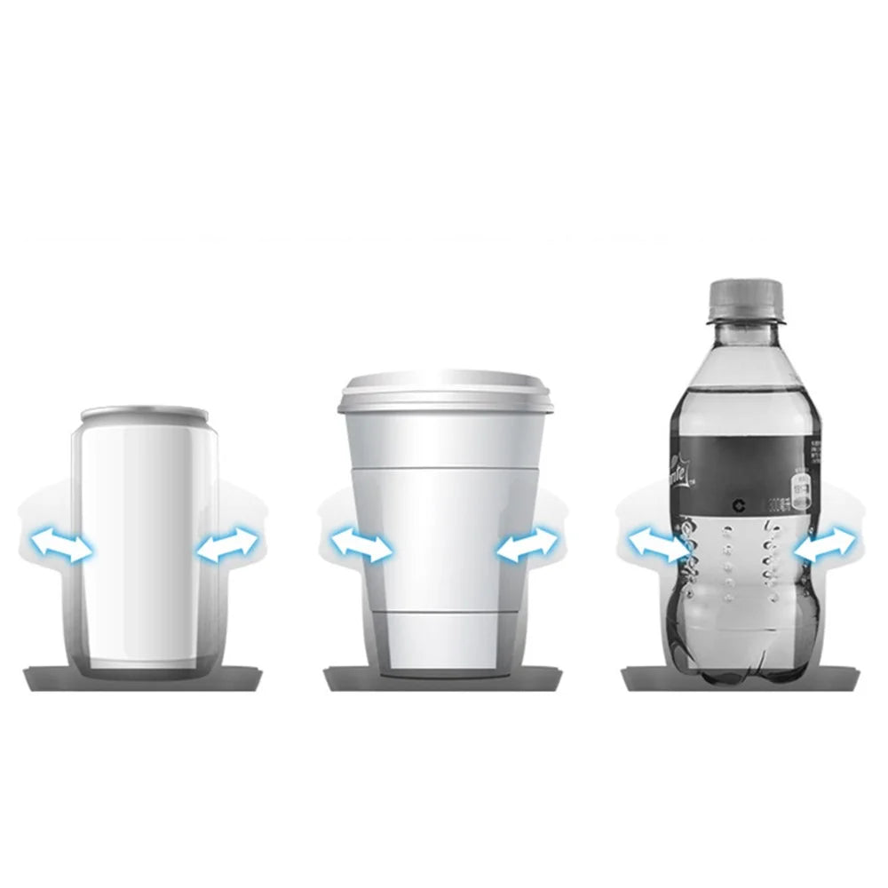 SB-1077 Car Vehicle Dual Cup Holder Water Bottle Drink Rack - Carbon Fiber Black/Silver Edge - 6