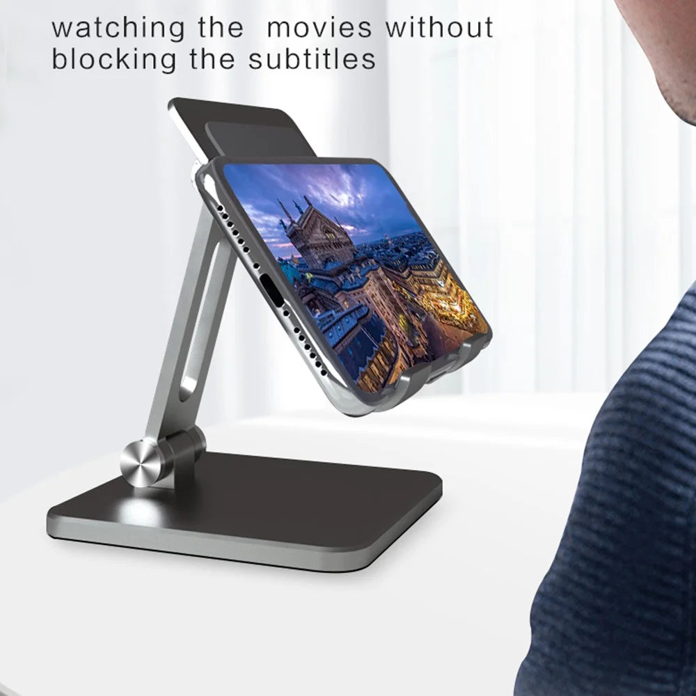 MT-133 Aluminum Alloy Adjustable Phone Stand Desktop Anti-slip Folding Cell Phone Holder for iPhone/Huawei/Samsung - Grey - 5