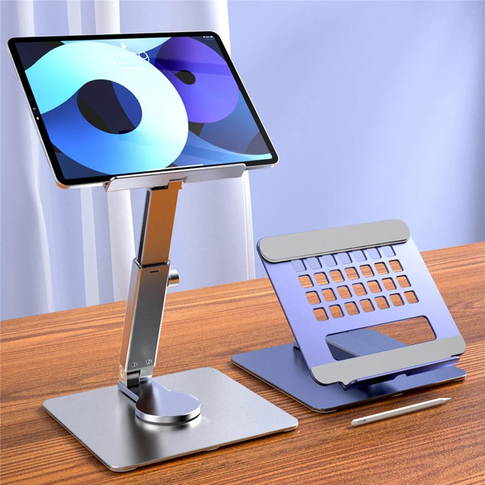 H06 Laptop Holder Riser 360 Degree Swivel Computer Tablet Stand Height Adjustable Aluminum Alloy Desktop Bracket - Silver - 3