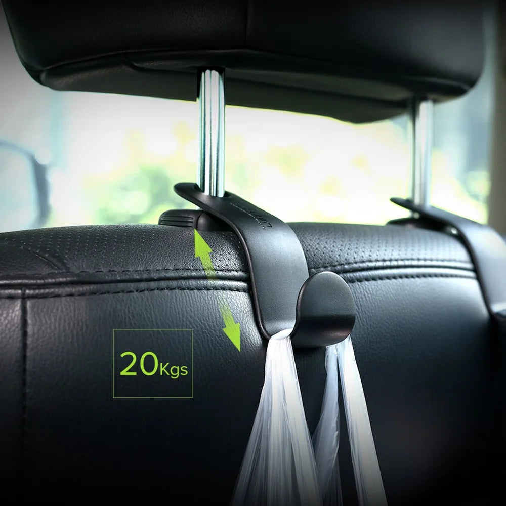 UGREEN 2Pcs Car Seat Headrest Hooks Universal Back Seat Organizer Hanger Storage Hook for Handbag Purse Grocery Bag - 5