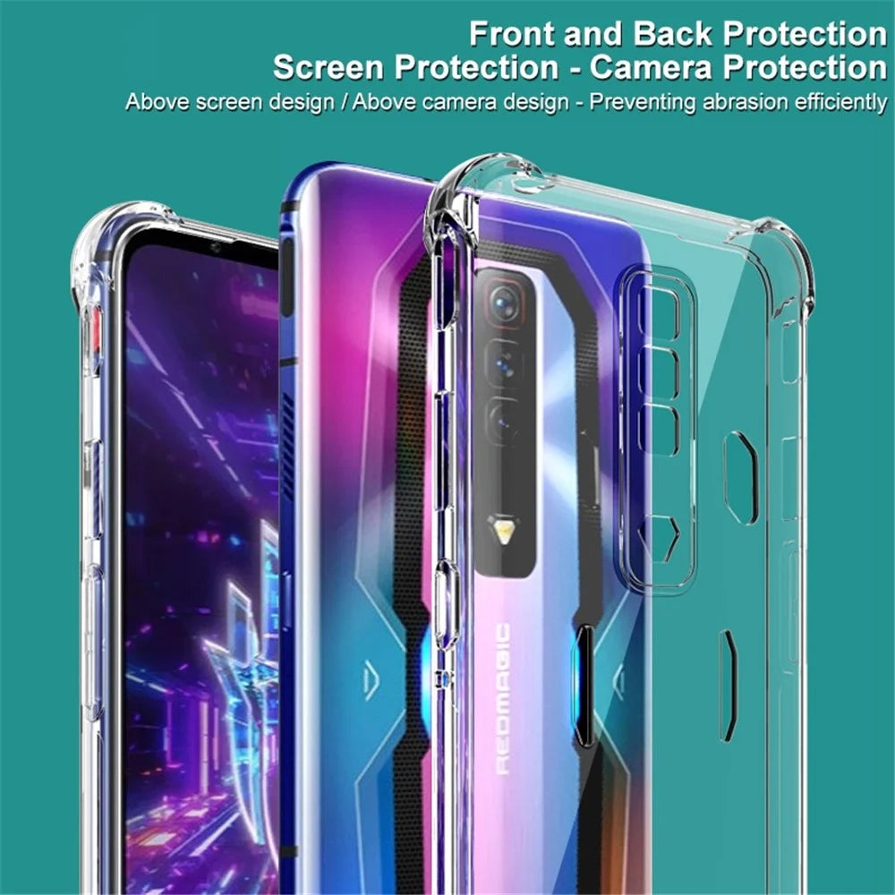 IMAK TPU Case for ZTE nubia Red Magic 7, Airbag Shockproof Transparent TPU Phone Shell with Screen Protector - Transparent - 3