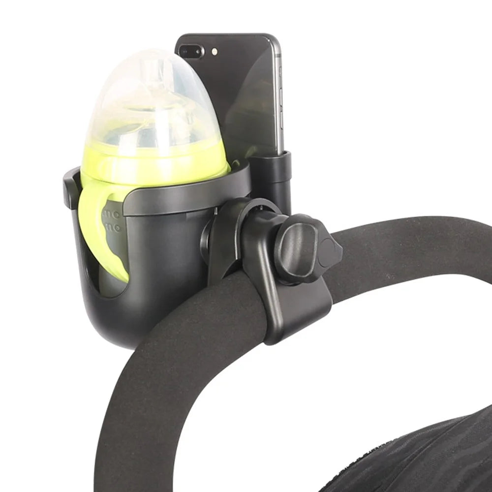 Infant Baby Stroller 2-in-1 ABS Milk Bottle Cup Holder Organizer with Phone Holder - Black - 3