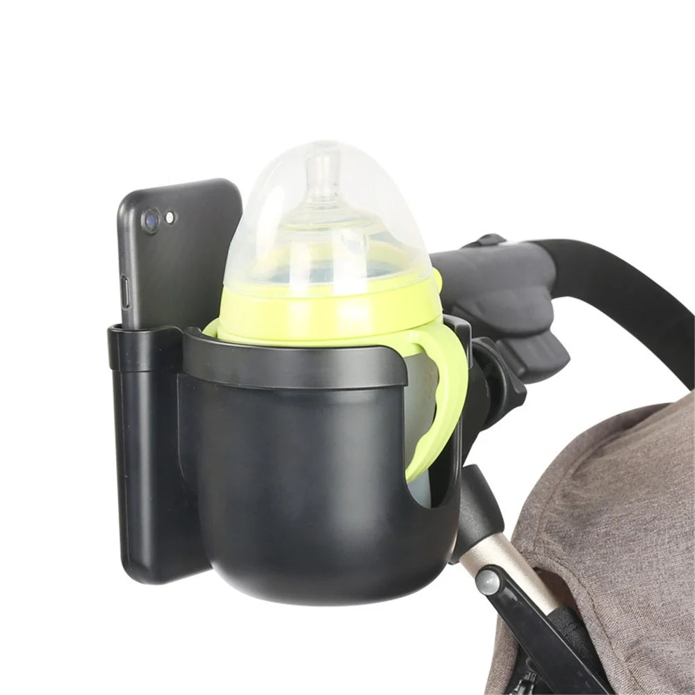 Infant Baby Stroller 2-in-1 ABS Milk Bottle Cup Holder Organizer with Phone Holder - Black - 4