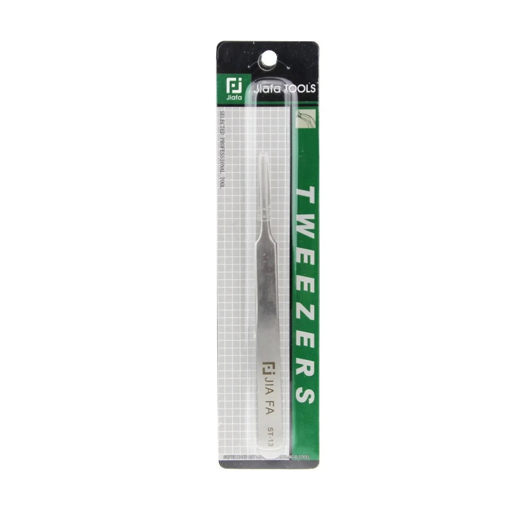 ST-13 High Strength Stainless Steel Flat Tipped Straight Tweezers Professional Tool - 4