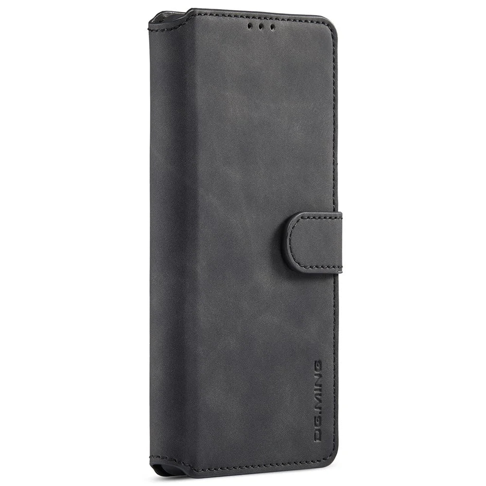 DG.MING Full Protection Retro Style PU Leather Cover Inner TPU Phone Case with Stand Wallet for Google Pixel 6 - Black - 2