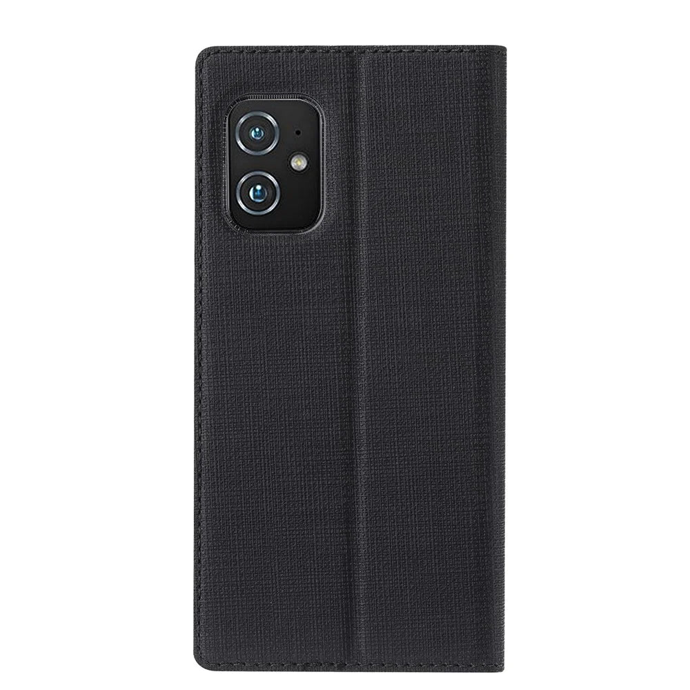 VILI DMX Cross Texture Leather Stand Case Cover with Card Holder for Asus Zenfone 8 (ZS590KS/ZS673KS) - Black - 7
