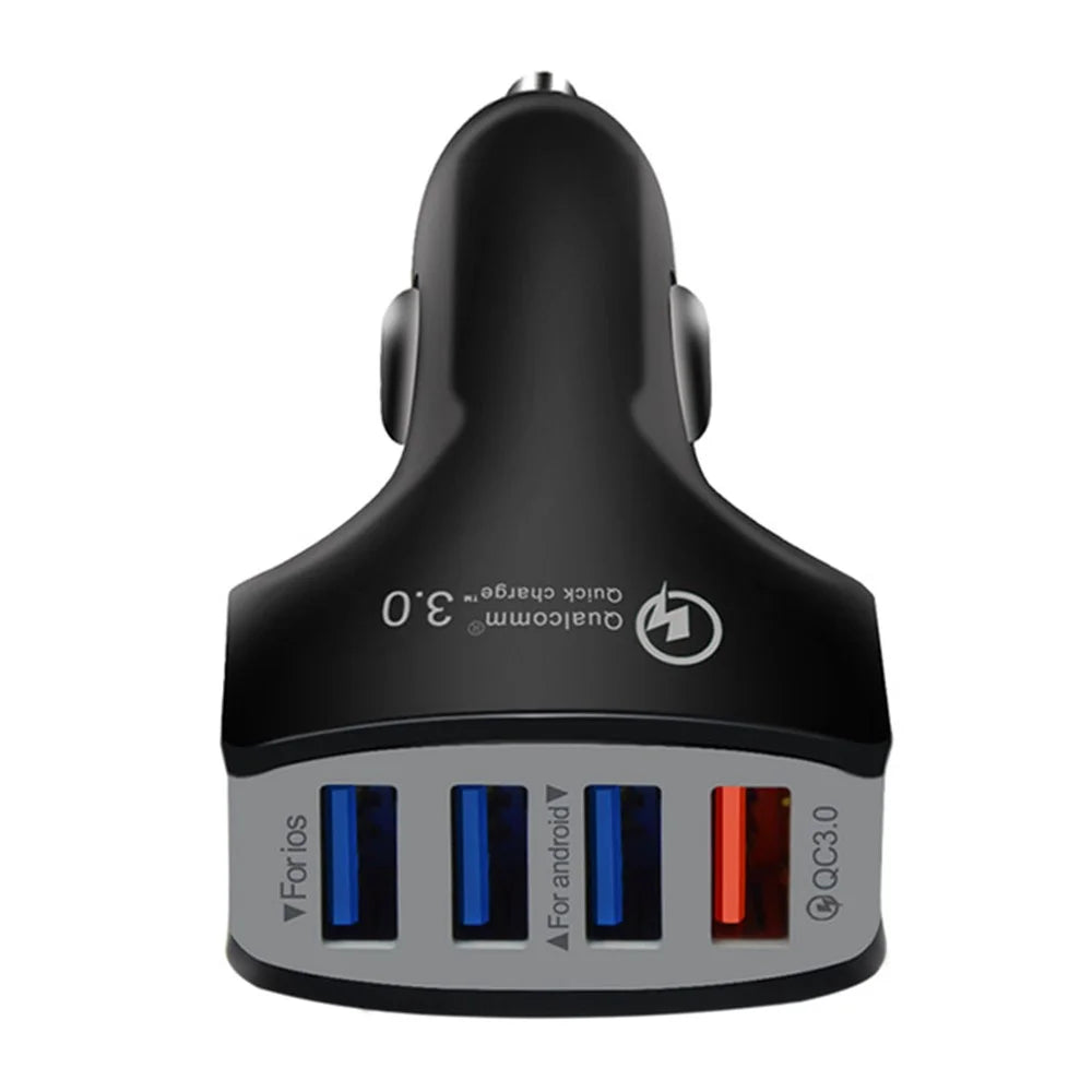 Universal 4 Ports USB QC3.0 Mobile Phone Car Charger Adapter for iPhone Samsung Huawei - 2