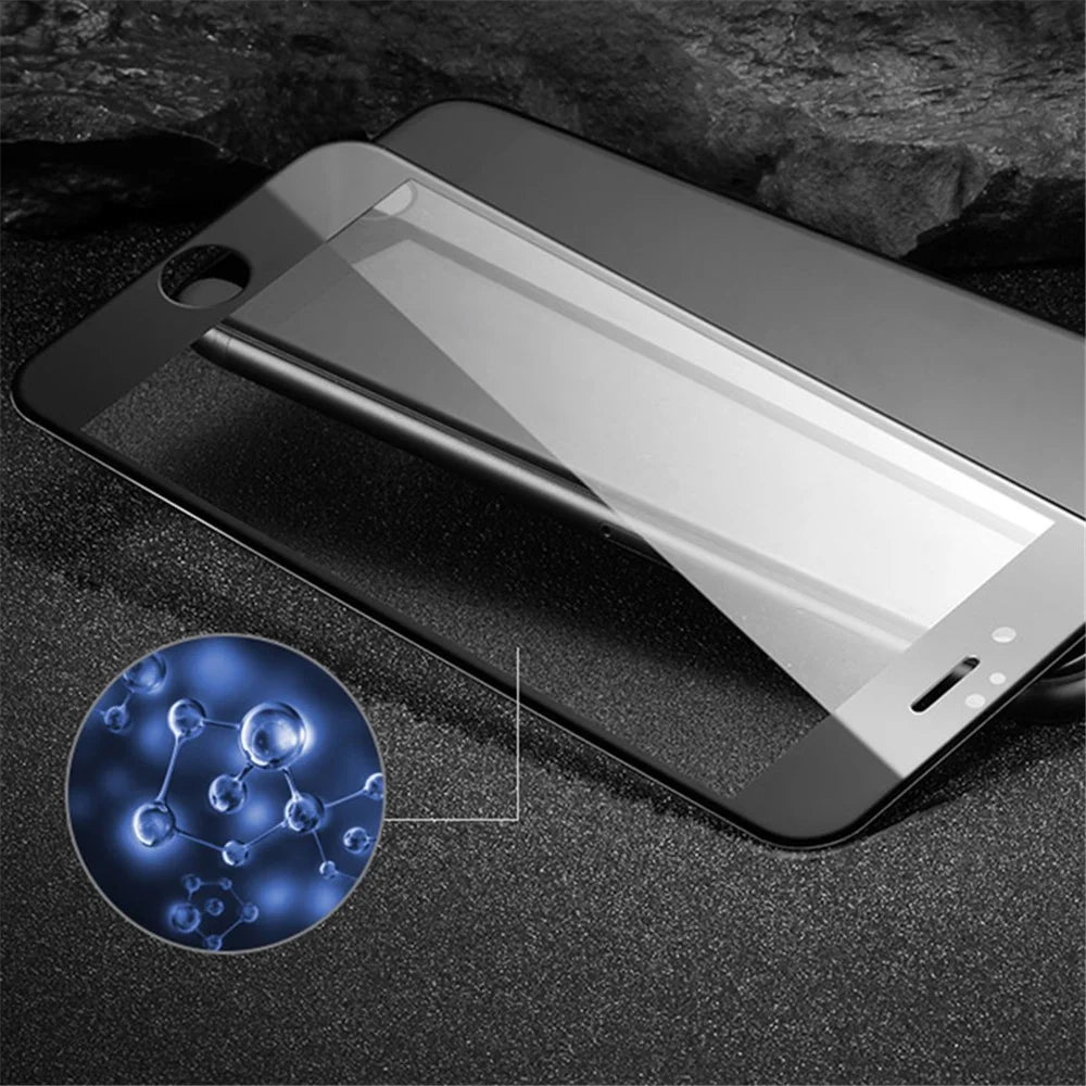 MOCOLO Silk Printing Screen Protector for iPhone 7/8/SE (2022)/SE (2020) 4.7 inch, Complete Coverage Full Glue Tempered Glass Anti-Explosion Guard Film - Black - 4