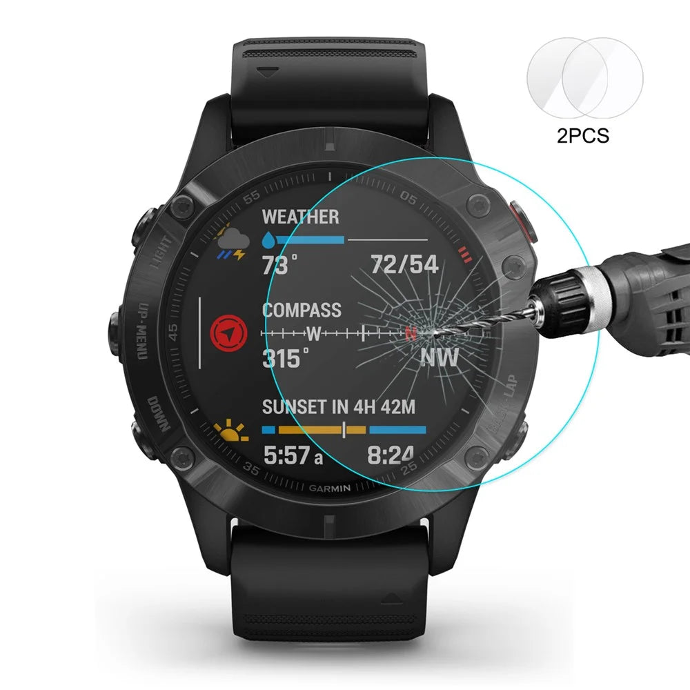 HAT PRINCE 2PCS Tempered Glass Screen Films 0.2mm 9H 2.15D for Garmin Fenix 6 / 6 Pro / 6 Sapphire 47mm - 2