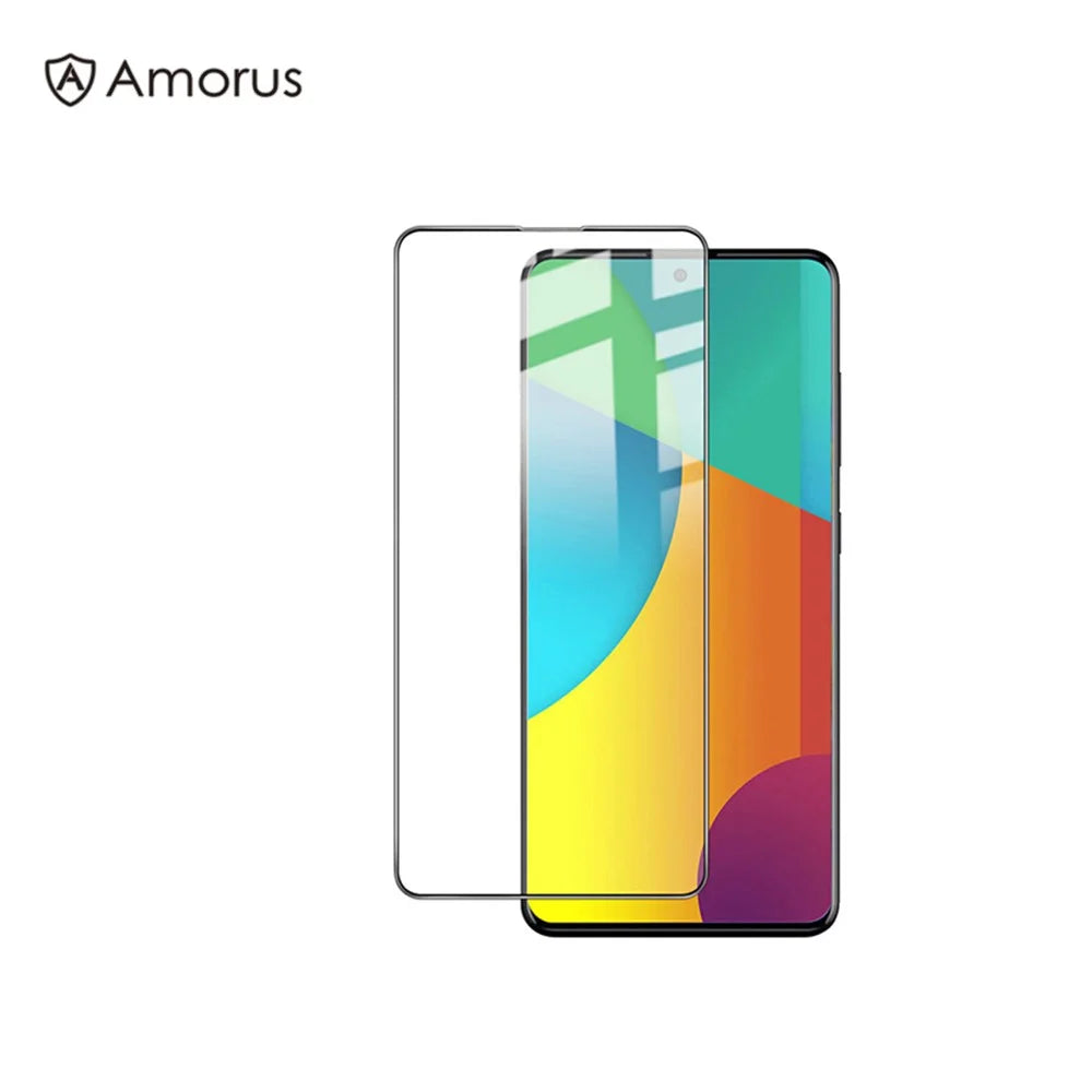 AMORUS Full Coverage Silk Printing Tempered Glass Screen Film for Samsung Galaxy A51 4G / 5G / A52s 5G / A53 5G - 1